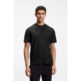 Boss Erkek Normal Kesim 3 Boyutlu Üçgen Desenli Pamuklu Bisiklet Yaka Kısa Kollu Siyah T-Shirt 50563981-001 - 2XL