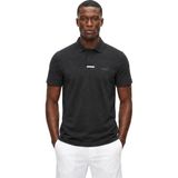 Boss Erkek Normal Kesim Kontrast Logo Çizgili Kısa Kollu Siyah Polo Yaka T-Shirt 50564728-001