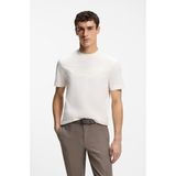 Boss Erkek Normal Kesim Yuvarlak Yakalı Dokulu Logo Detaylı Yumuşak Pamuklu Kısa Kollu Ekru T-Shirt 50555843-118