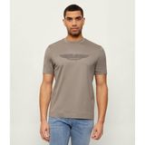 Boss Erkek Normal Kesim Yuvarlak Yakalı Dokulu Logo Detaylı Yumuşak Pamuklu Kısa Kollu Haki T-Shirt 50555843-077 - 3XL