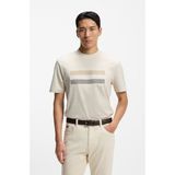 Boss Erkek Normal Kesim Yuvarlak Yakalı Işlemeli Desenli Pamuklu Kısa Kollu Bej T-Shirt 50556354-131 - 3XL