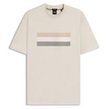 BOSS Erkek Normal Kesim Yuvarlak Yakalı İşlemeli Desenli Pamuklu Kısa Kollu Bej T-Shirt 50556354-131, M