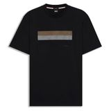 BOSS Erkek Normal Kesim Yuvarlak Yakalı İşlemeli Desenli Pamuklu Kısa Kollu Siyah T-Shirt 50556354-001, M
