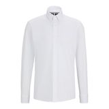 BOSS Erkek P-JOE-BD-C1-222 Regular Fit Jarse Gömlek Dokulu Pamuk Karışımı, Beyaz 100, 41