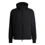 BOSS Erkek P-Steele 206 kapüşonlu sweatshirt, pamuk karışımı, fermuarlı ve kontrast eklentili siyah S