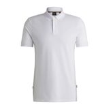 BOSS Erkek Pallas Nakışlı Logo Polo Tişört Organik Pamuk, beyaz, S