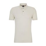BOSS Erkek Pallas Pallas Nakışlı Logo Polo Gömlek Organik Pamuk, Açık Beyaz131, S