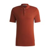 BOSS Erkek Pallas Polo Tişört Organik Pamuktan Logo Nakışlı, Koyu Turuncu 806, XL