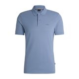 BOSS Erkek Pallas Polo Tişört Organik Pamuktan Logo Nakışlı, Mavi490, S