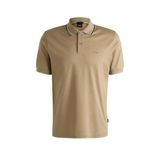 BOSS Erkek Pamuklu Polo Yakalı Düğme Kapamalı Kısa Kollu Bej1 Polo Yaka T-Shirt