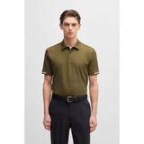BOSS Erkek Pamuklu Polo Yakalı Düğme Kapamalı Kısa Kollu Haki Polo Yaka T-Shirt 50467113-302