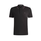 BOSS Erkek Pamuklu Polo Yakalı Düğme Kapamalı Kısa Kollu Siyah-Mor Polo Yaka T-Shirt