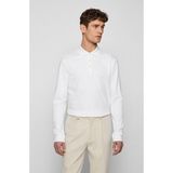 Boss Erkek Pamuklu Polo Yakalı Düğme Kapamalı Uzun Kollu Beyaz Polo Yaka T-Shirt 50468392-100 - XL