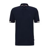 BOSS Erkek Parlay 147 Kauçuk Logo Polo Gömlek Merserize Pamuk Beyaz, mavi, S