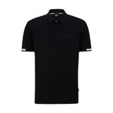 BOSS Erkek Parlay 147 Kauçuk Logo Polo Gömlek Merserize Pamuk Beyaz, siyah, L