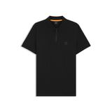 BOSS Erkek Passerzip örgü dar kesim polo tişört, elastik pamuk pike, Black001, 3XL