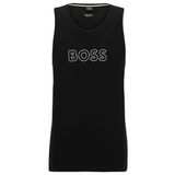 BOSS Erkek plaj atleti, pamuklu jarseden, logo çerçeveli, siyah 1, XL