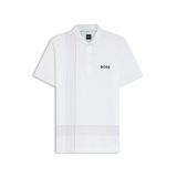 BOSS Erkek Polo Check TOC Hızlı Kuruyan Spor Polo Gömlek Kontrol Desenli, Beyaz 100, XL