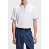 BOSS Erkek Polo Yaka T-shirt,% 100 Pamuk, Regular Fit, Yarım Fermuarlı, Beyaz, L Beden
