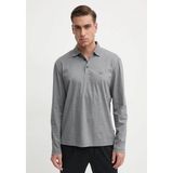 Boss Erkek Polo Yaka Uzun Kollu Pamuklu Rahat Kesim Gri Polo Yaka T-Shirt 50523917-030