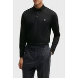 Boss Erkek Polo Yaka Uzun Kollu Pamuklu Rahat Kesim Siyah1 Polo Yaka T-Shirt 50523917-002 - 4XL
