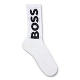 BOSS Erkek QS Rib Logo CC kısa çorap, organik pamuk karışımı, logolu, Beyaz 100., 39-42