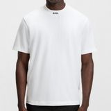 Boss Erkek Rahat Kalıp Esnek Pamuklu Yakası Logo Desenli Kısa Kollu Beyaz T-Shirt 50551139-100 - XS