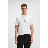 Boss Erkek Rahat Kalıp Önü ve Arkası Baskılı Yuvarlak Yakalı Kısa Kollu Beyaz T-Shirt 50545869-100 - 2XL