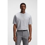 Boss Erkek Rahat Kalıp Yuvarlak Yakalı Çift Logo Detaylı %100 Pamuklu Kısa Kollu Gri T-Shirt 50549112-072 - XS