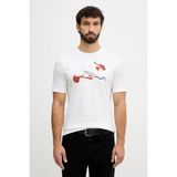 Boss Erkek Rahat Kalıp Yuvarlak Yakalı Pamuklu Baskılı Kısa Kollu Beyaz T-Shirt 50549282-100