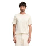 BOSS Erkek Rahat Kalıp Yuvarlak Yakalı Pamuklu Baskılı Kısa Kollu Ekru T-Shirt