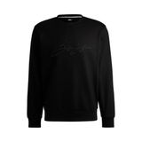 Boss Erkek Rahat Kesim Yuvarlak Yaka Kısa Kollu%100 Pamuklu Siyah Sweatshirt 50531310-001,Siyah 2Xl