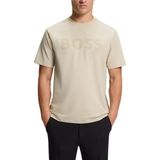 Boss Erkek Rahat Kesim Yuvarlak Yakalı Esnek Pamuklu Kısa Kollu Bej T-Shirt 50553636-272 - 2XL