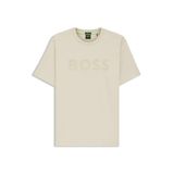 BOSS Erkek Rahat Kesim Yuvarlak Yakalı Esnek Pamuklu Kısa Kollu Bej T-Shirt, M Beden