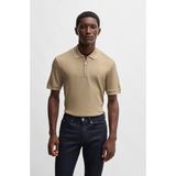 Boss Erkek Regular Fit %100 Pamuklu Kısa Kollu Fermuarlı Bej Polo Yaka T-Shirt 50532612-275 - XL