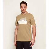 Boss Erkek Regular Fit %100 Pamuklu Logo Baskılı Kısa Kollu Bej T-Shirt 50555799-252 - 3XL