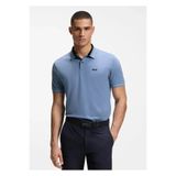 BOSS Erkek Regular Fit Logo Baskılı Kısa Kollu Pamuklu Mavi Polo Yaka T-Shirt