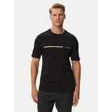 Boss Erkek Regular Fit Logo Çizgili Pamuklu Kısa Kollu Siyah T-Shirt 50565785-001 - 4XL