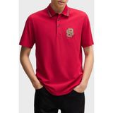 Boss Erkek Regular Fit Monogram Logolu Yaka Detaylı Pamuklu Kısa Kollu Kırmızı Polo Yaka T-Shirt 50532961-629