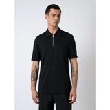 Boss Erkek Regular Fit Pike Dokuma Kumaş Kısa Kollu Yarım Fermuarlı Siyah Polo Yaka T-Shirt 50544091-001 - 2XL