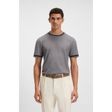Boss Erkek Regular Fit Şerit Çizgili Yuvarlak Yakalı %100 Pamuklu Kısa Kollu Gri T-Shirt 50549210-342