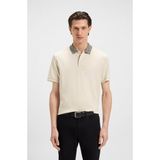 Boss Erkek Regular Fit Yakası Kontrast Renk Geçişli Pamuklu Kısa Kollu Ekru Polo Yaka T-Shirt 50545487-131 - 2XL