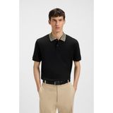 Boss Erkek Regular Fit Yakası Kontrast Renk Geçişli Pamuklu Kısa Kollu Siyah Polo Yaka T-Shirt 50545487-001