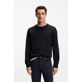 Boss Erkek Regular Fit Yuvarlak Yakalı %100 Pamuklu Logo Işlemeli Uzun Kollu Siyah Kazak 50556344-001 - 2XL