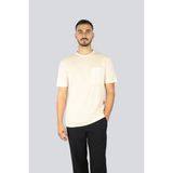 Boss Erkek Regular Fit Yuvarlak Yakalı Cep Detaylı Pamuklu Kısa Kollu Ekru T-Shirt 50543326-131 - 2XL