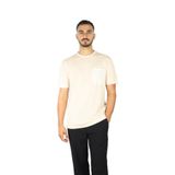 BOSS Erkek Regular Fit Yuvarlak Yakalı Cep Detaylı Pamuklu Kısa Kollu T-Shirt, Ekru, XL