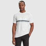 Boss Erkek Regular Fit Yuvarlak Yakalı Çizgili ve Logolu Kısa Kollu Beyaz T-Shirt 50550113-100 - XL
