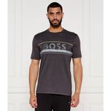 Boss Erkek Regular Fit Yuvarlak Yakalı Çizgili ve Logolu Kısa Kollu Gri T-Shirt 50550113-027 - 2XL