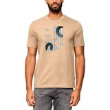 Boss Erkek Regular Fit Yuvarlak Yakalı Logo Baskılı Pamuklu Kısa Kollu Bej T-Shirt 50543901-260 - 2XL