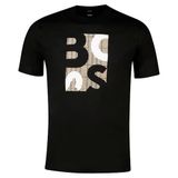 BOSS Erkek Regular Fit Yuvarlak Yakalı Logo Baskılı Pamuklu Kısa Kollu T-Shirt, Siyah, M